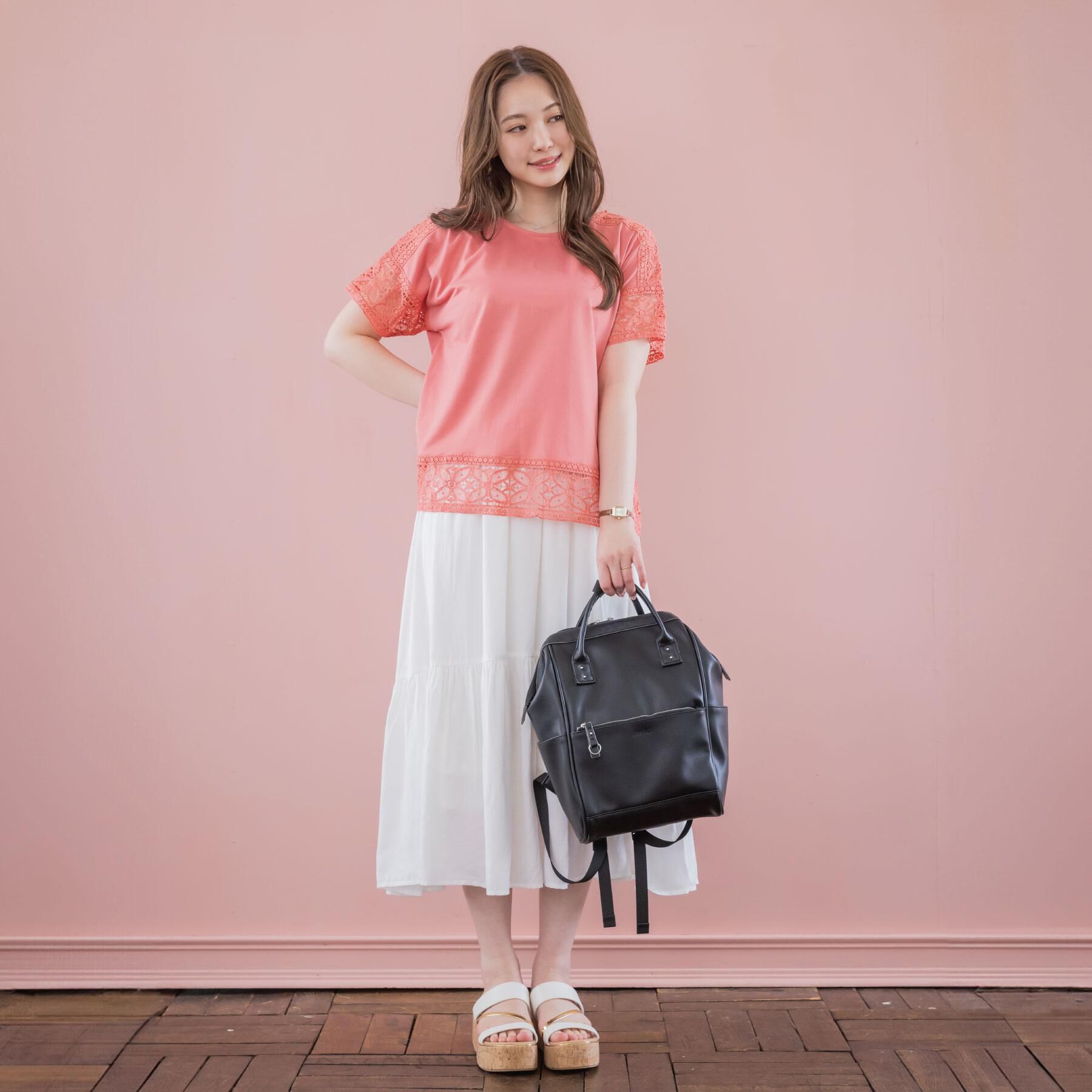 ITS&rsquo;DEMO「【吸水速乾／手洗い可／洗濯後しわになりにくい】カットミラノレーストップス」|Tシャツ・カットソー|