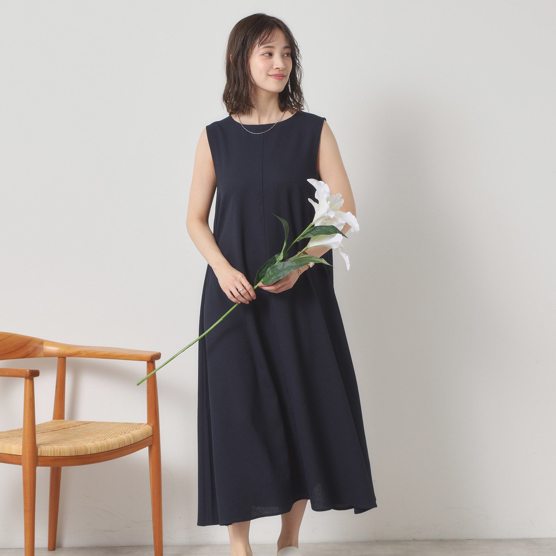 ITS&rsquo;DEMO「【清涼感／手洗い可】麻調メッシュワンピース」|ワンピース|ネイビー(094)