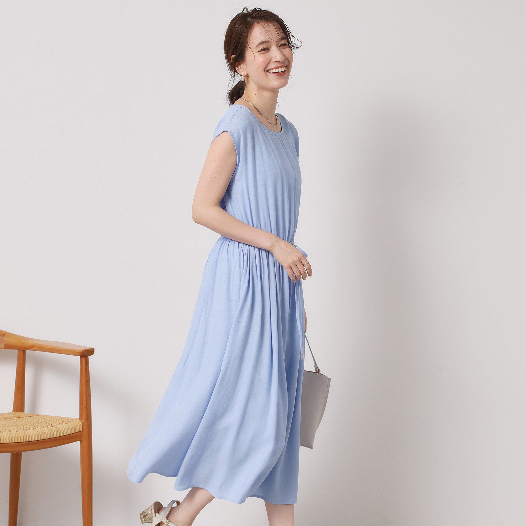 ITS&rsquo;DEMO「【さらりタッチ／手洗い可】強撚スラブブラウジングワンピース」|ワンピース|