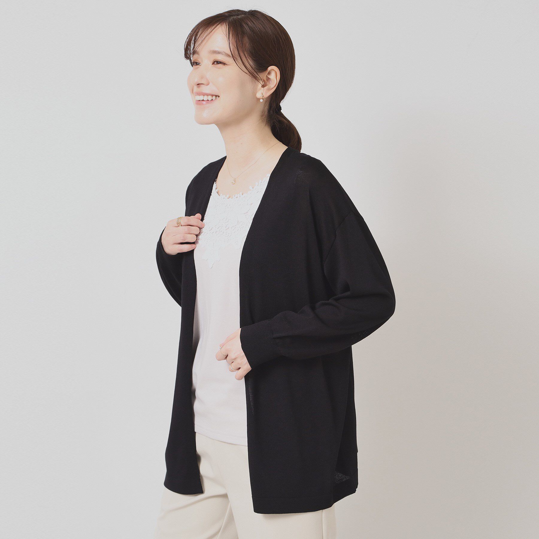 ITS&rsquo;DEMO「【UVケア／接触冷感／毛玉防止／手洗い可】着流しニットカーディガン」|カーディガン|