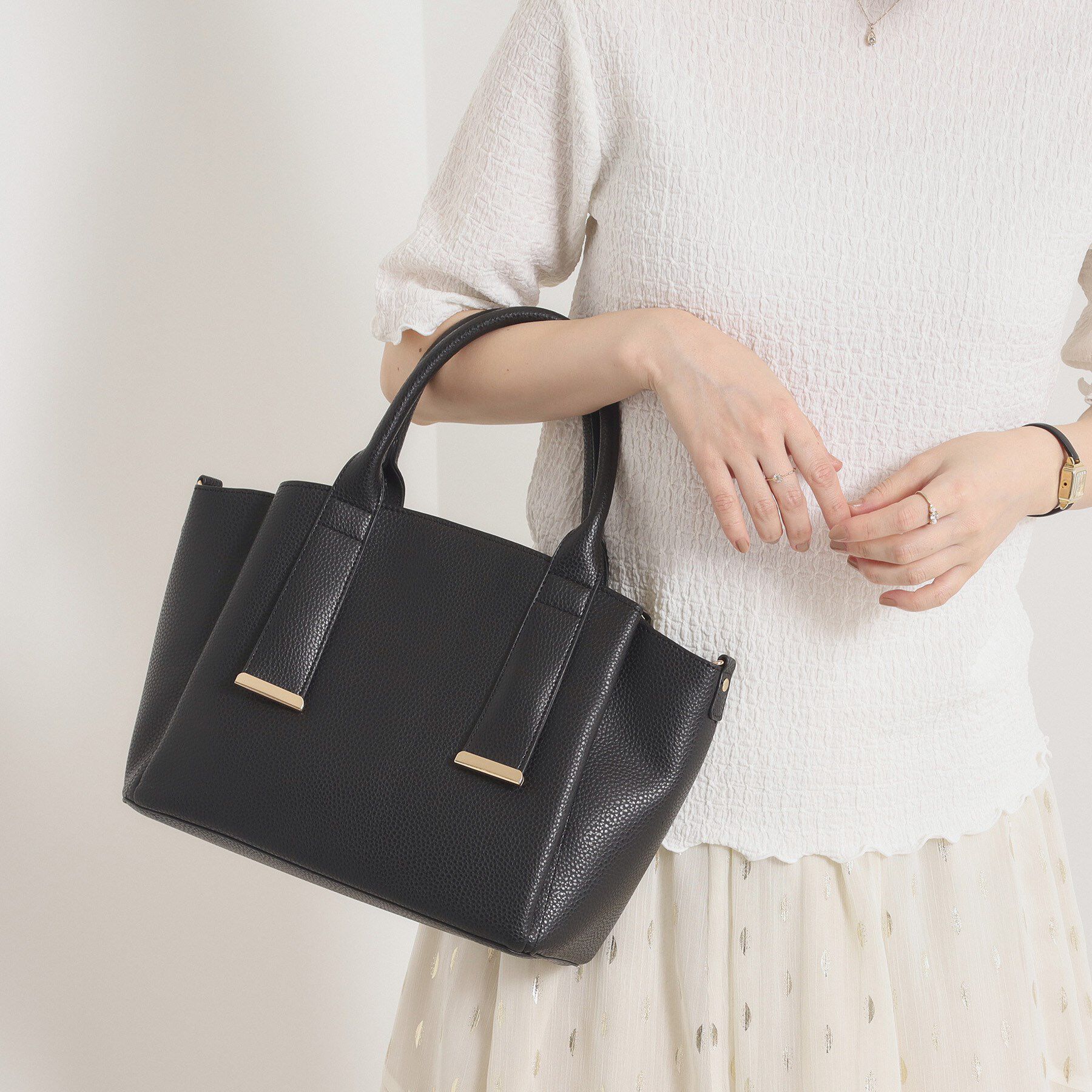 ITS&rsquo;DEMO「＜かるバッグ＞2WAYトート」|ハンドバッグ|ブラック(019)