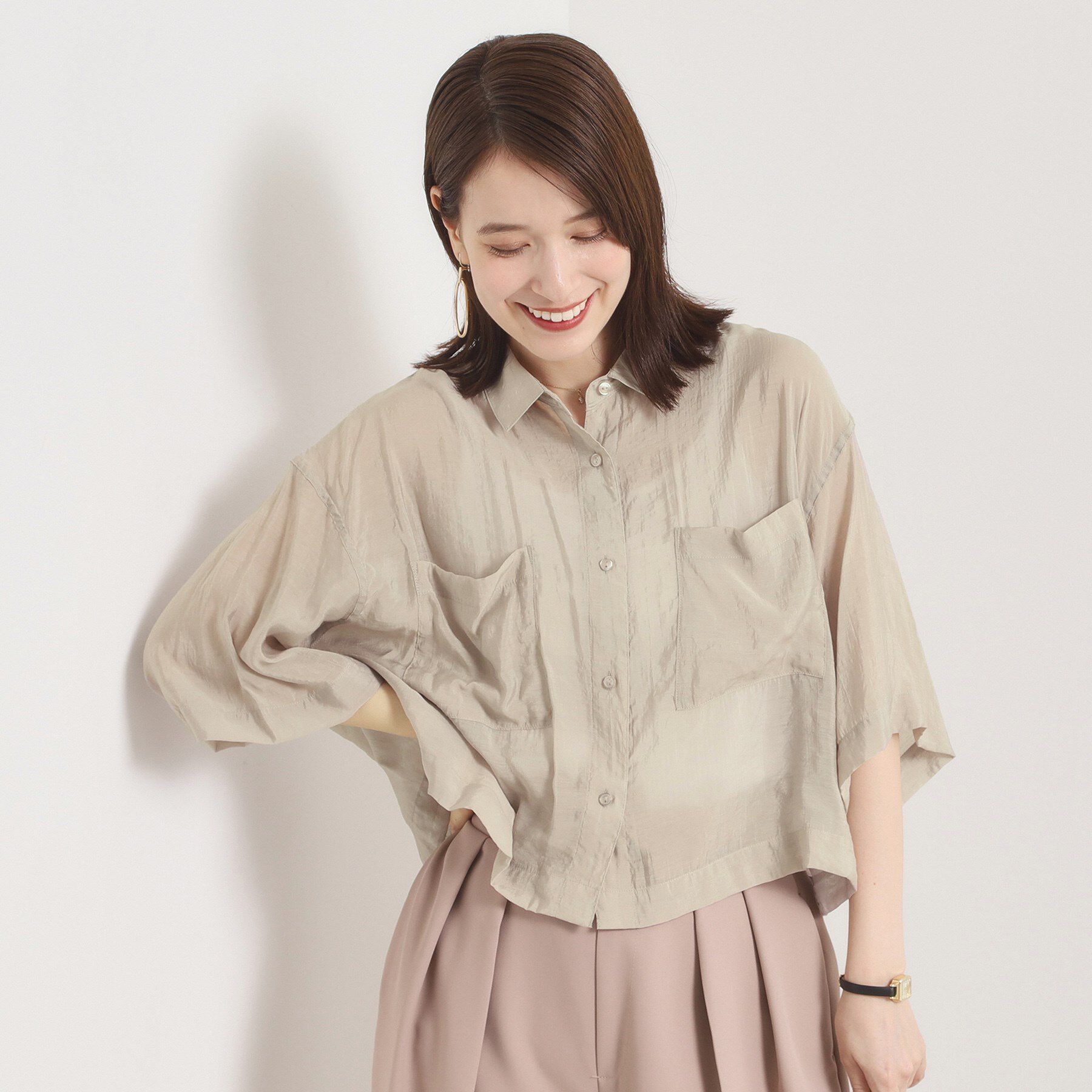 ITS&rsquo;DEMO「【手洗い可】シアー短丈シャツ」|シャツ・ブラウス|