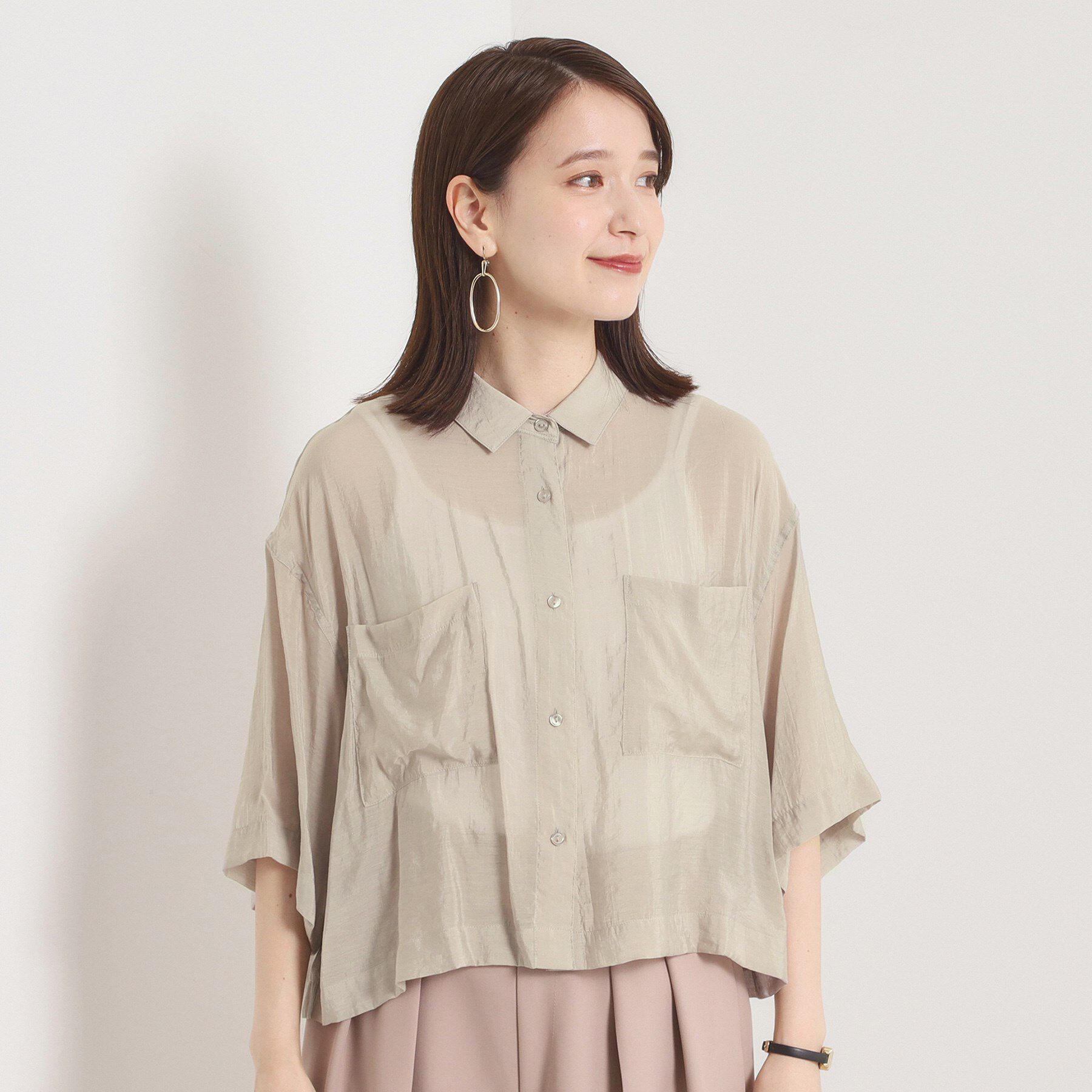 ITS&rsquo;DEMO「【手洗い可】シアー短丈シャツ」|シャツ・ブラウス|