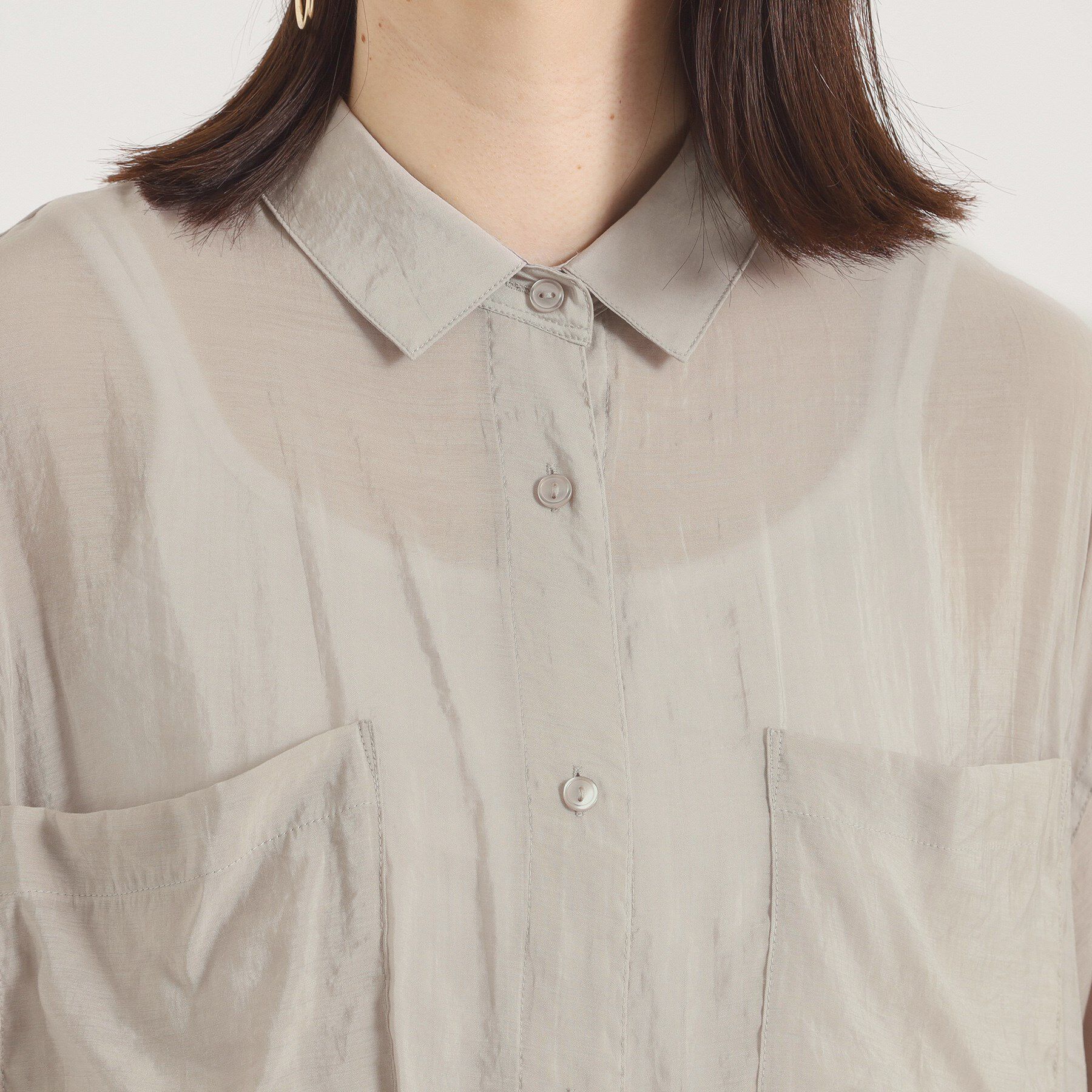 ITS&rsquo;DEMO「【手洗い可】シアー短丈シャツ」|シャツ・ブラウス|