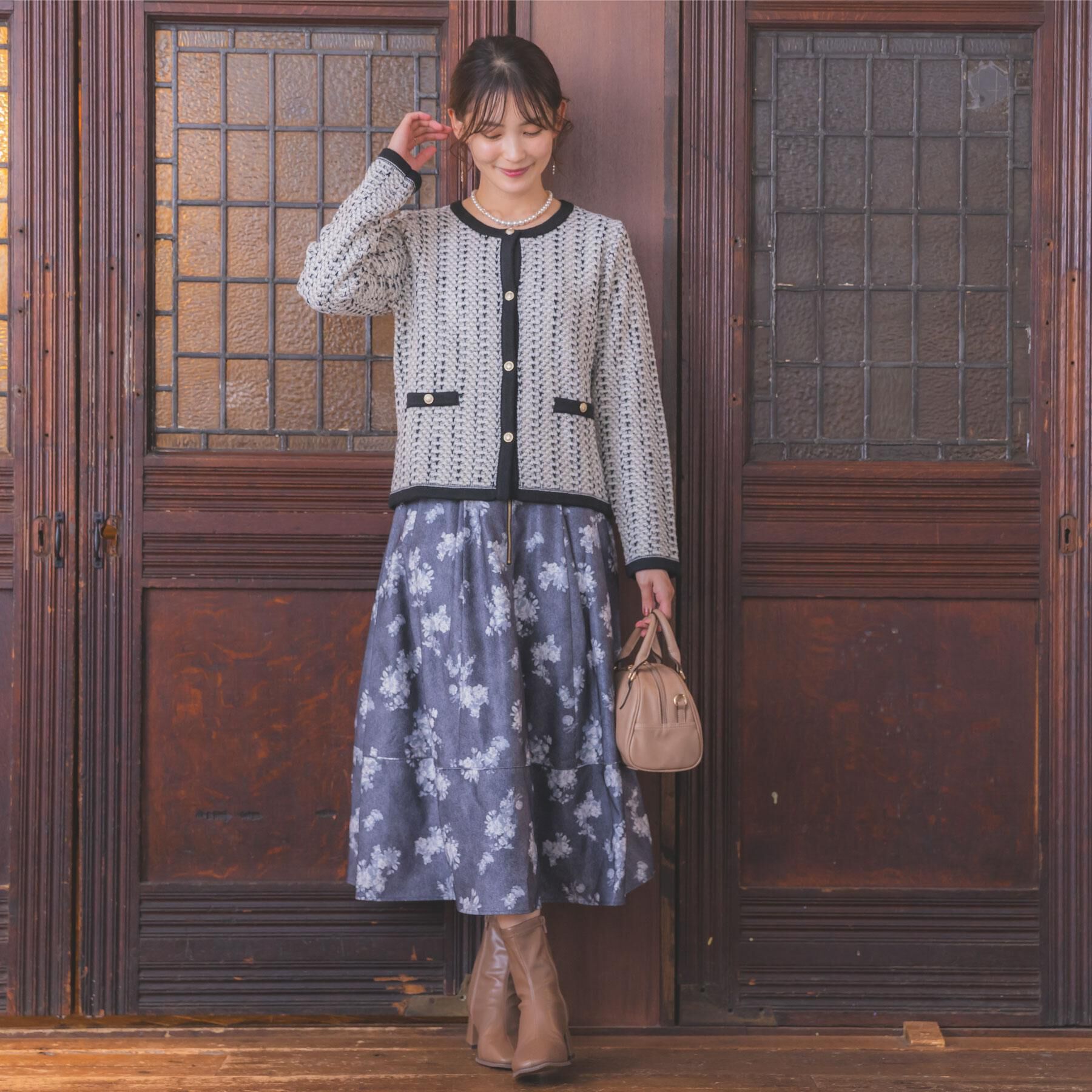 ITS&rsquo;DEMO「【手洗い可】ラメツイードニットジャケット」|ノーカラージャケット|