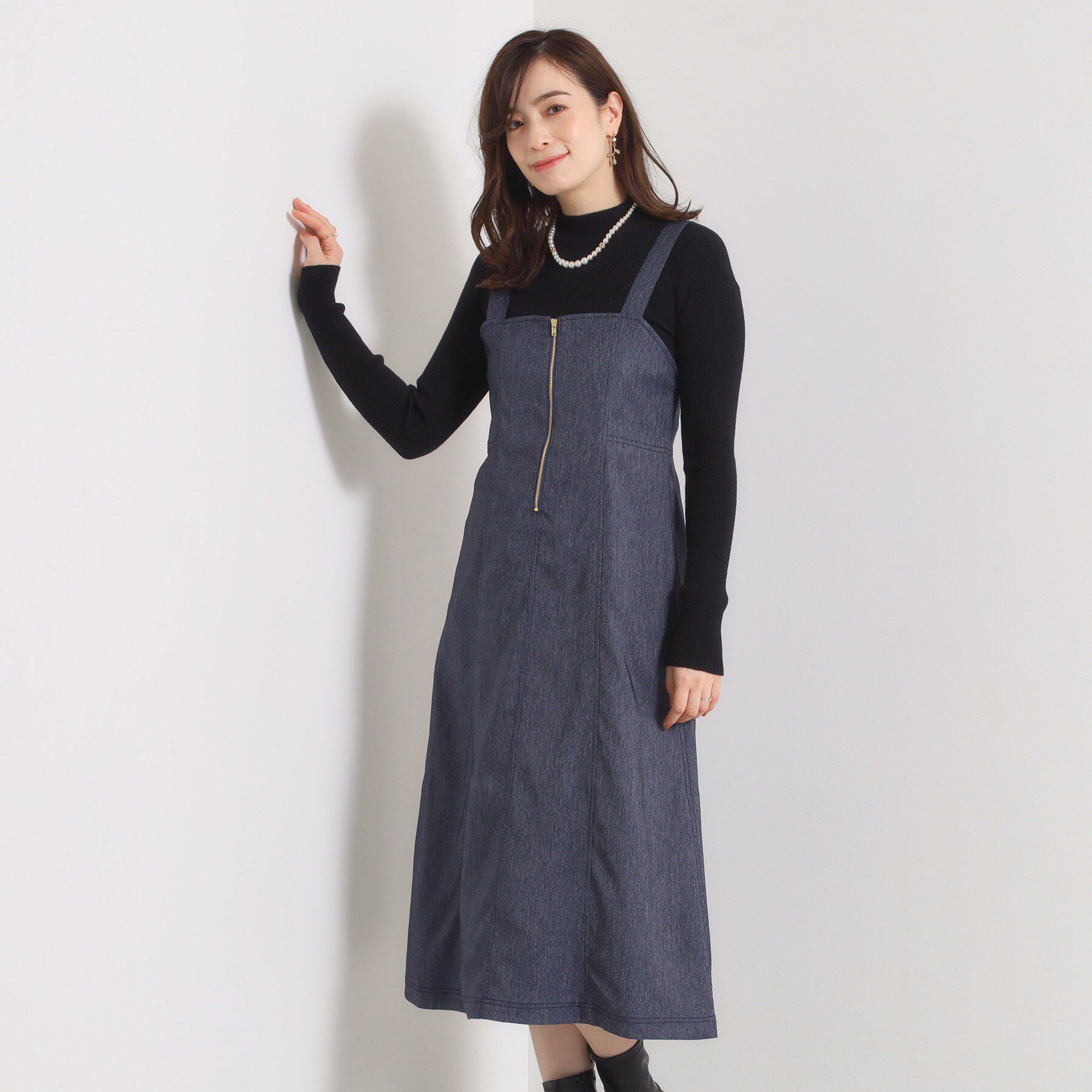 ITS&rsquo;DEMO「【手洗い可】デニム風ジャンスカ」|ワンピース|ブルー(092)