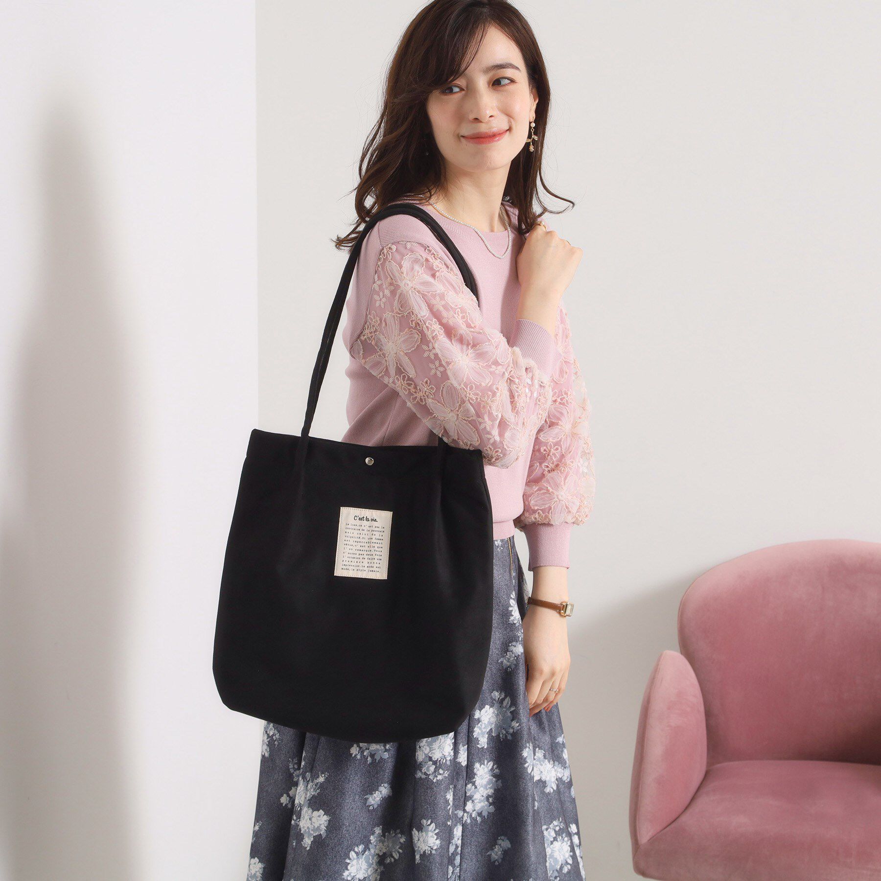 ITS&rsquo;DEMO「【A4対応】スエードハンドルタックトート」|トートバッグ|