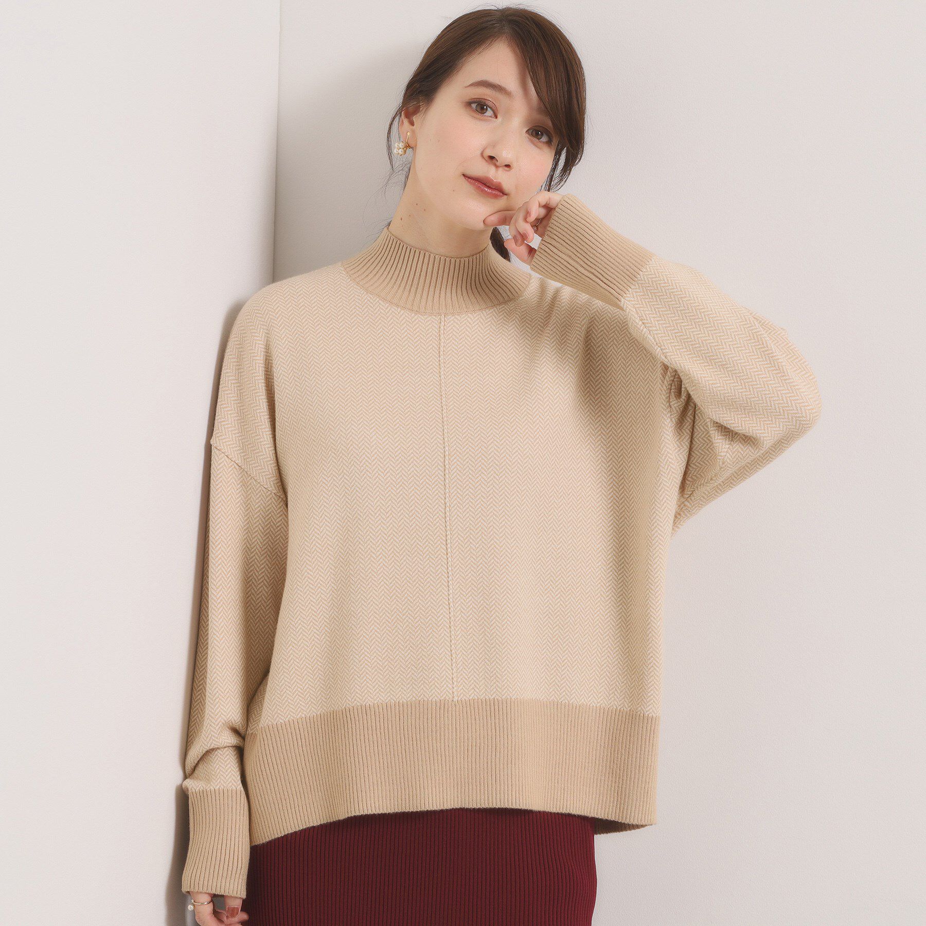 ITS&rsquo;DEMO「【手洗い可】ダブルジャカード編みニット」|ニット・セーター|ベージュ(452)