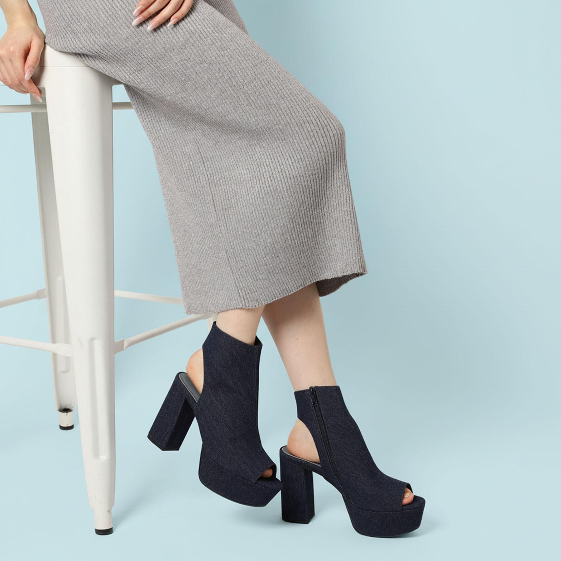 ESPERANZA「厚底ラク盛りブーツヒールサンダル」|ショートブーツ|ネイビー（393）