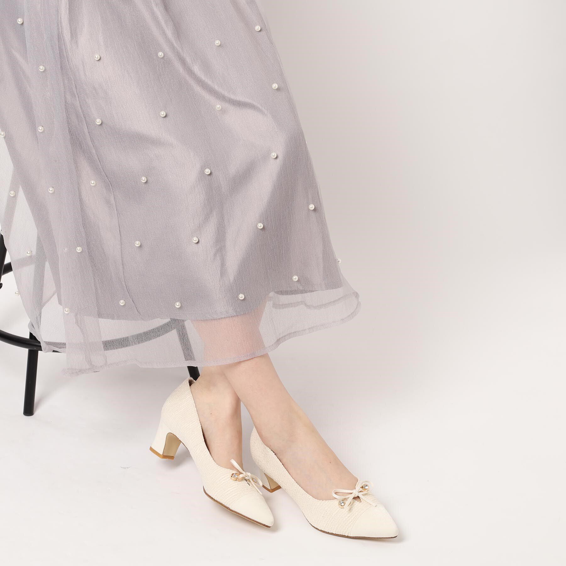 ESPERANZA「ビジューリボンポインテッドトゥパンプス」|パンプス|