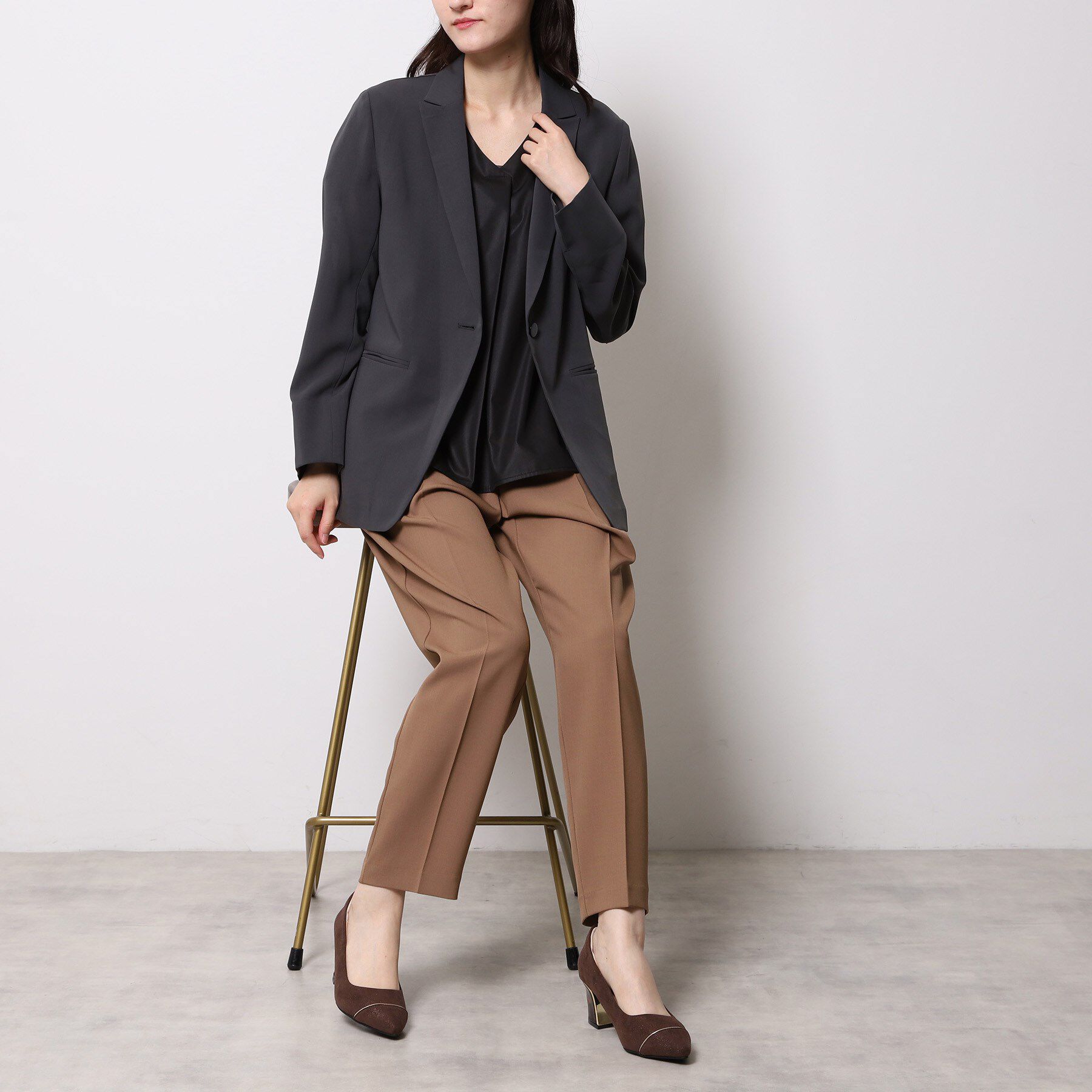 ESPERANZA「【EC先行販売】ラメヒールゴールドラインパンプス」|パンプス|