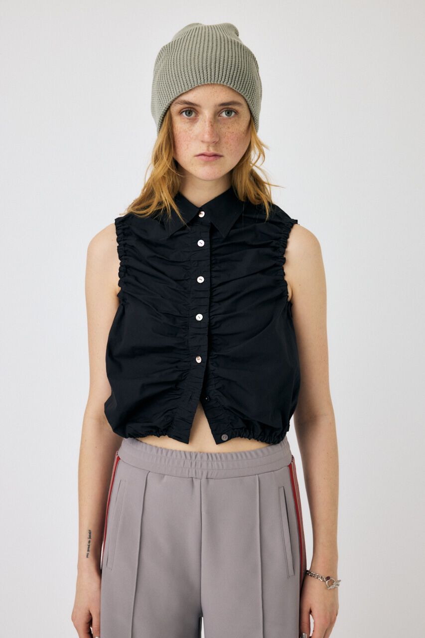 MOUSSY「GATHER SLEEVELESS シャツ」|シャツ・ブラウス|