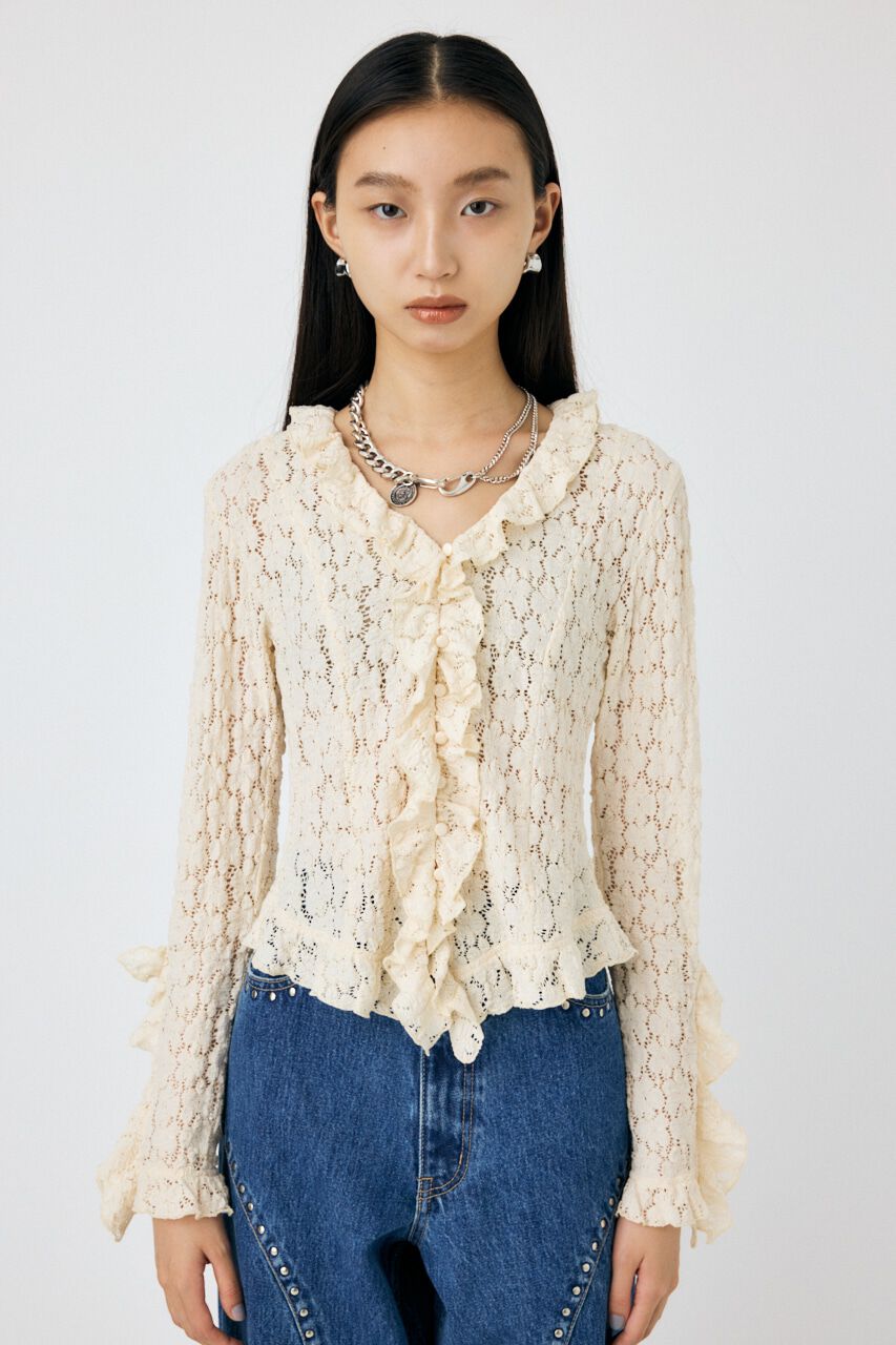 MOUSSY「CUT LACE RUFFLE ブラウス」|Tシャツ・カットソー|