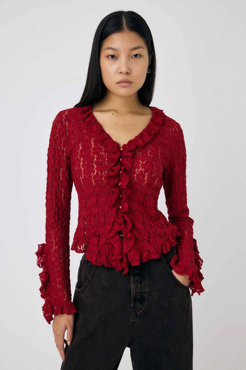 MOUSSY「CUT LACE RUFFLE ブラウス」|Tシャツ・カットソー|