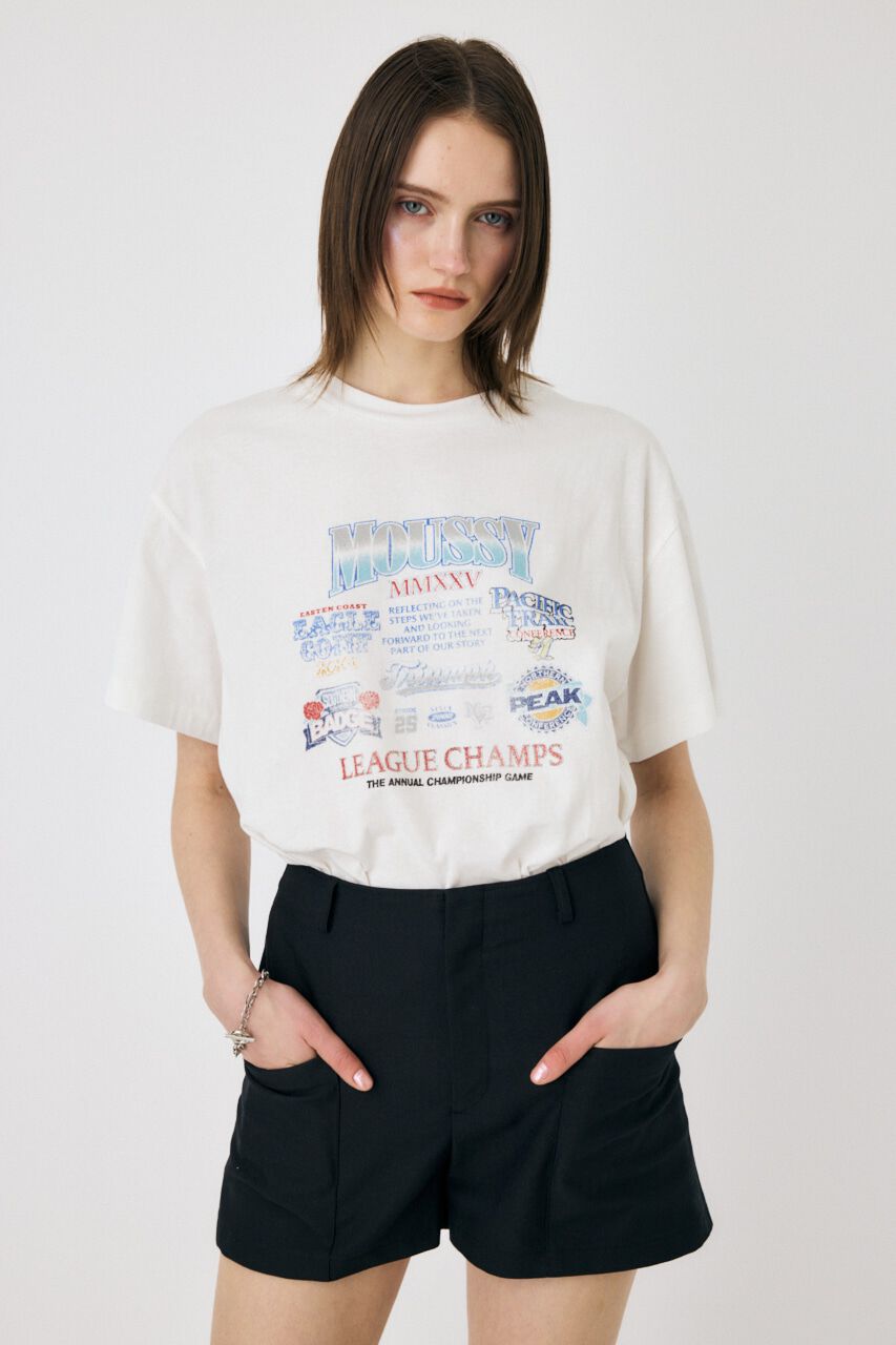 MOUSSY「MOUSSY LEAGUE CHAMPS 25 Tシャツ」|Tシャツ・カットソー|O/WHT1