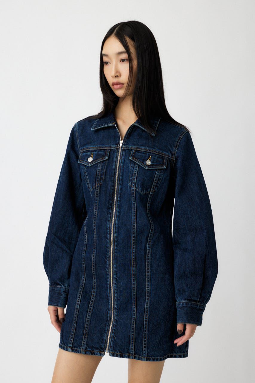 MOUSSY「ZIP UP DENIM ミニドレス」|ワンピース|