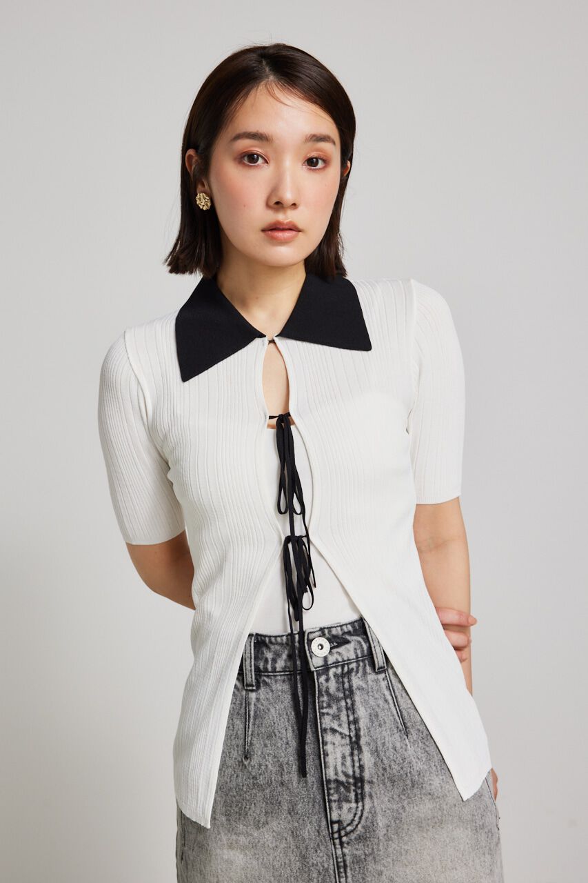 rienda「ヘザーカラーリボンknit TOP」|ニット・セーター|