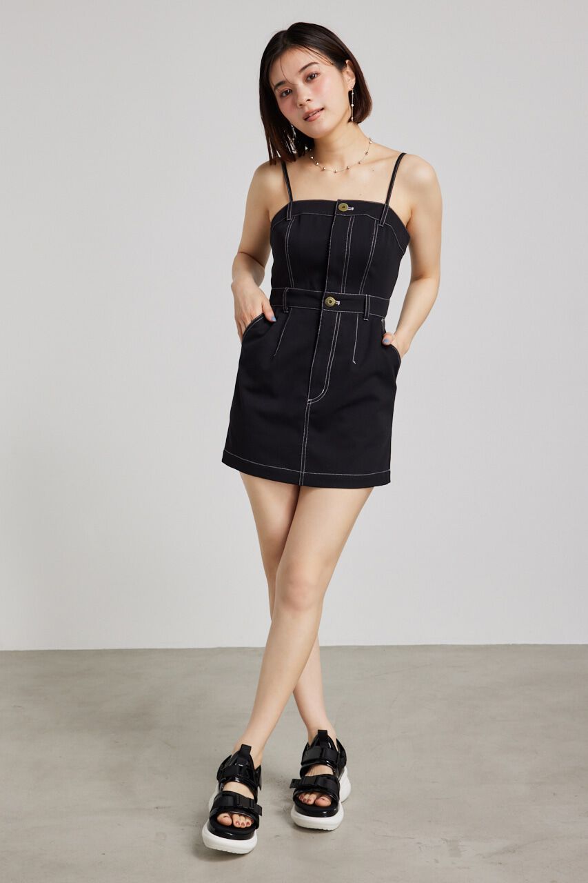 rienda「ベアキャミステッチワークミニOP」|ワンピース|