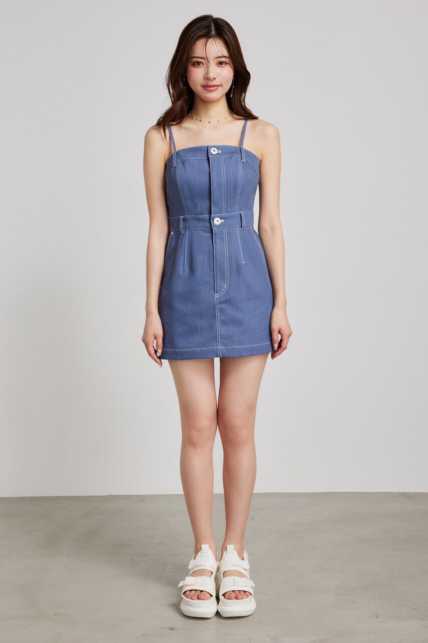 rienda「ベアキャミステッチワークミニOP」|ワンピース|