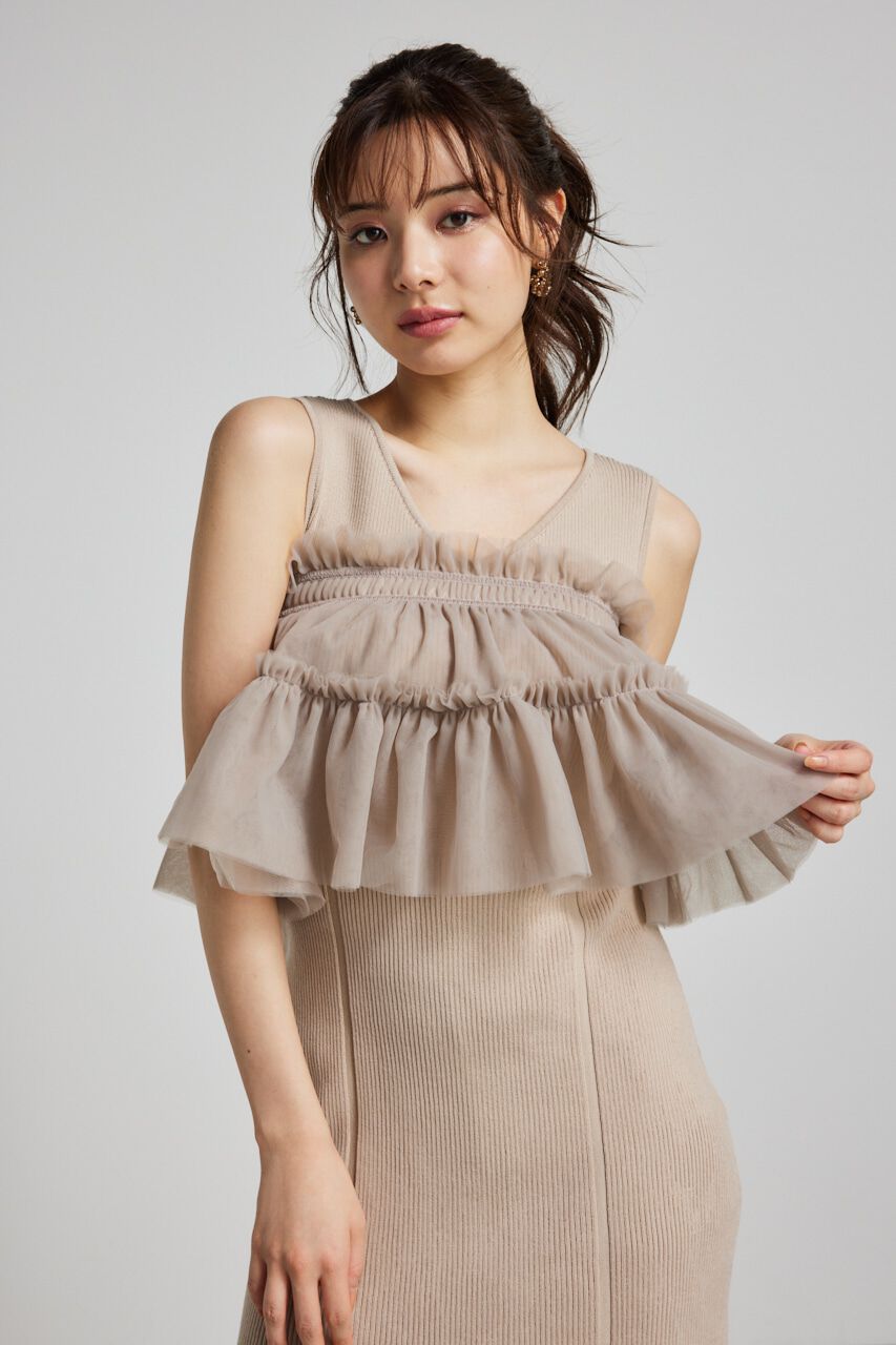 rienda「many wayチュールペプラムset Knit OP」|ワンピース|