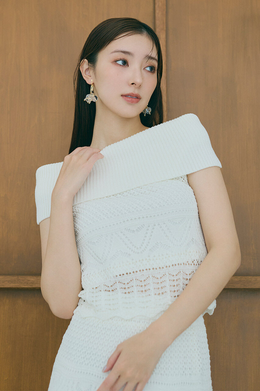 rienda「2WAYクロシェオフショルニットトップス」|ニット・セーター|WHT