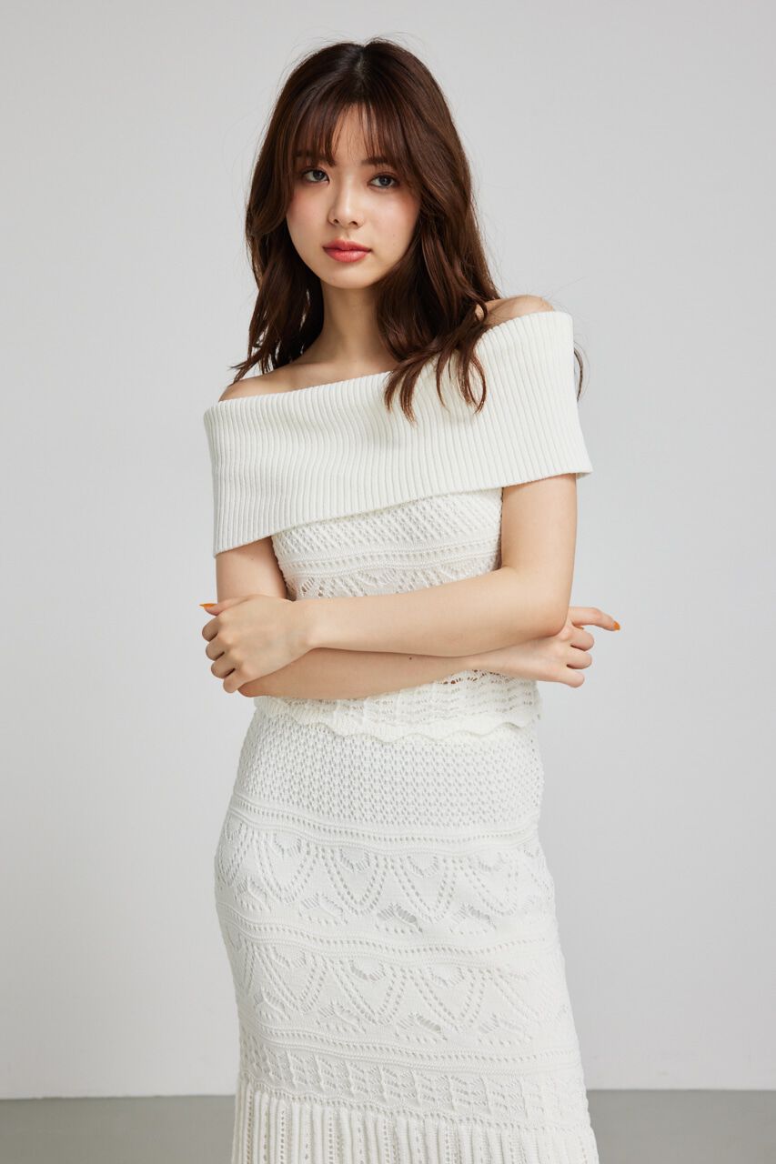 rienda「2WAYクロシェオフショルニットトップス」|ニット・セーター|