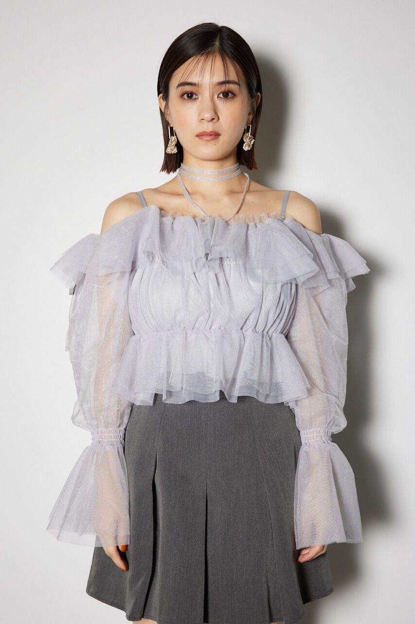 rienda「2WAYギャザーオフショルチュールブラウス」|シャツ・ブラウス|