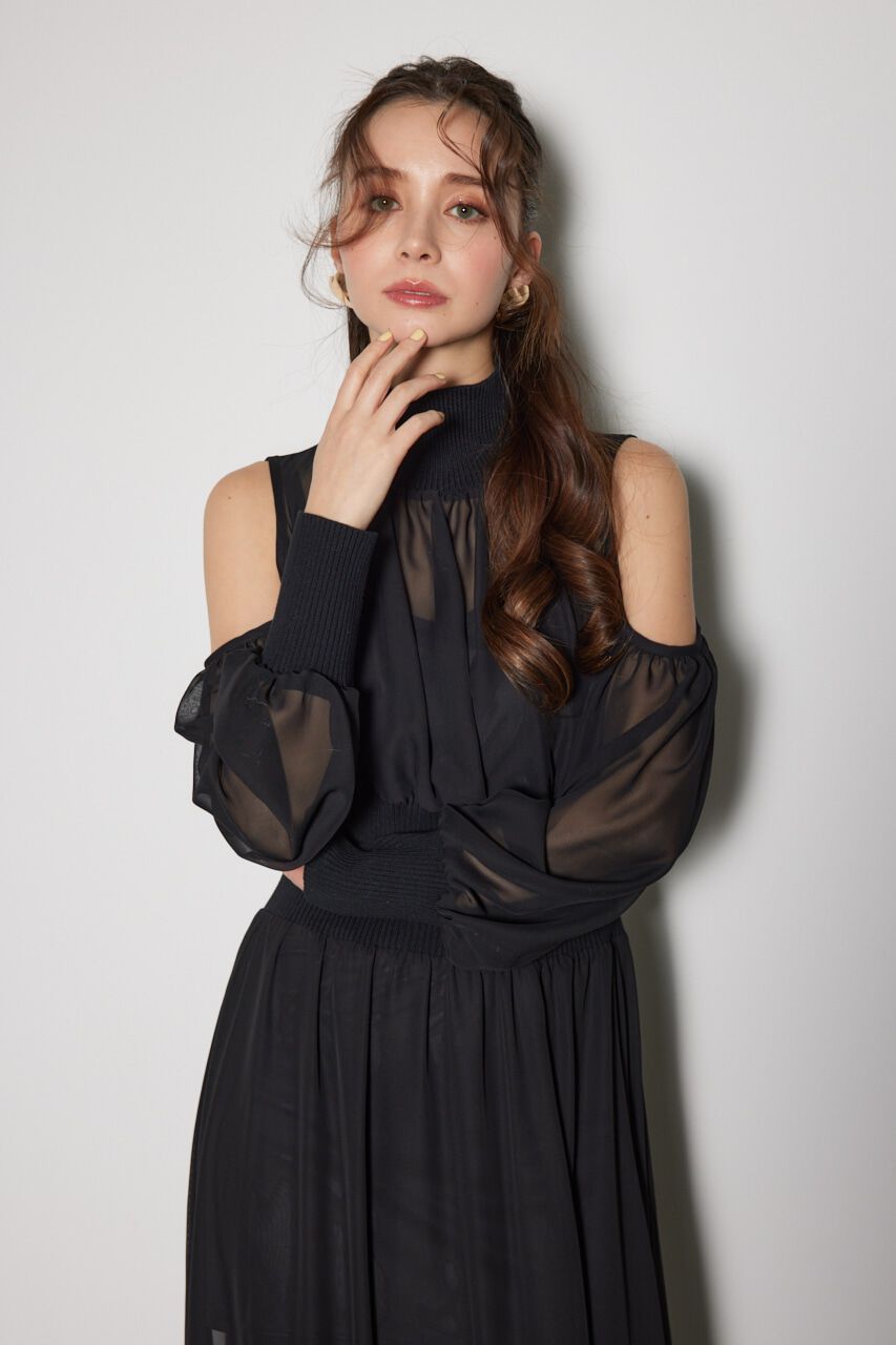 rienda「knitコンビスリットフレアワンピース」|ワンピース|