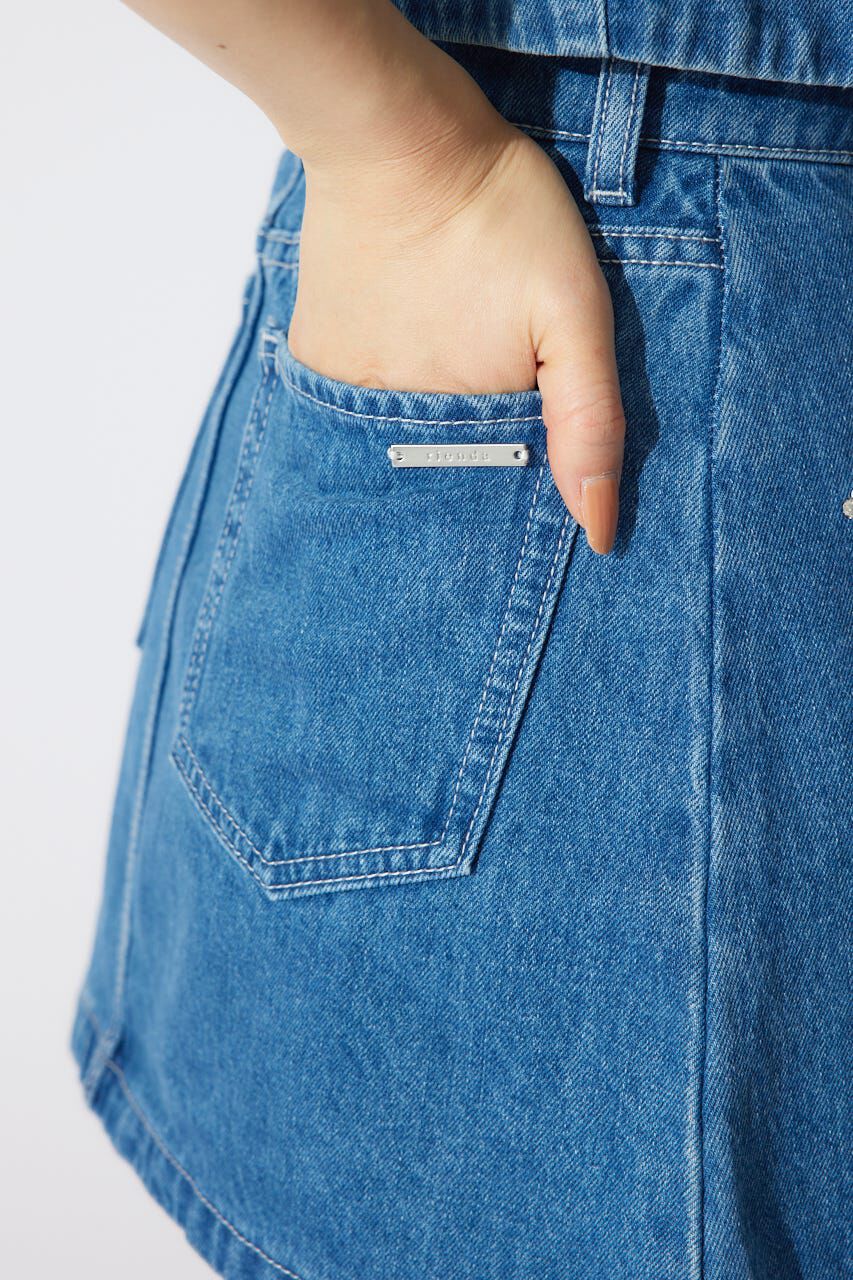 rienda「ミックスフラワービジュージャストウエストデニムスカート」|スカート|