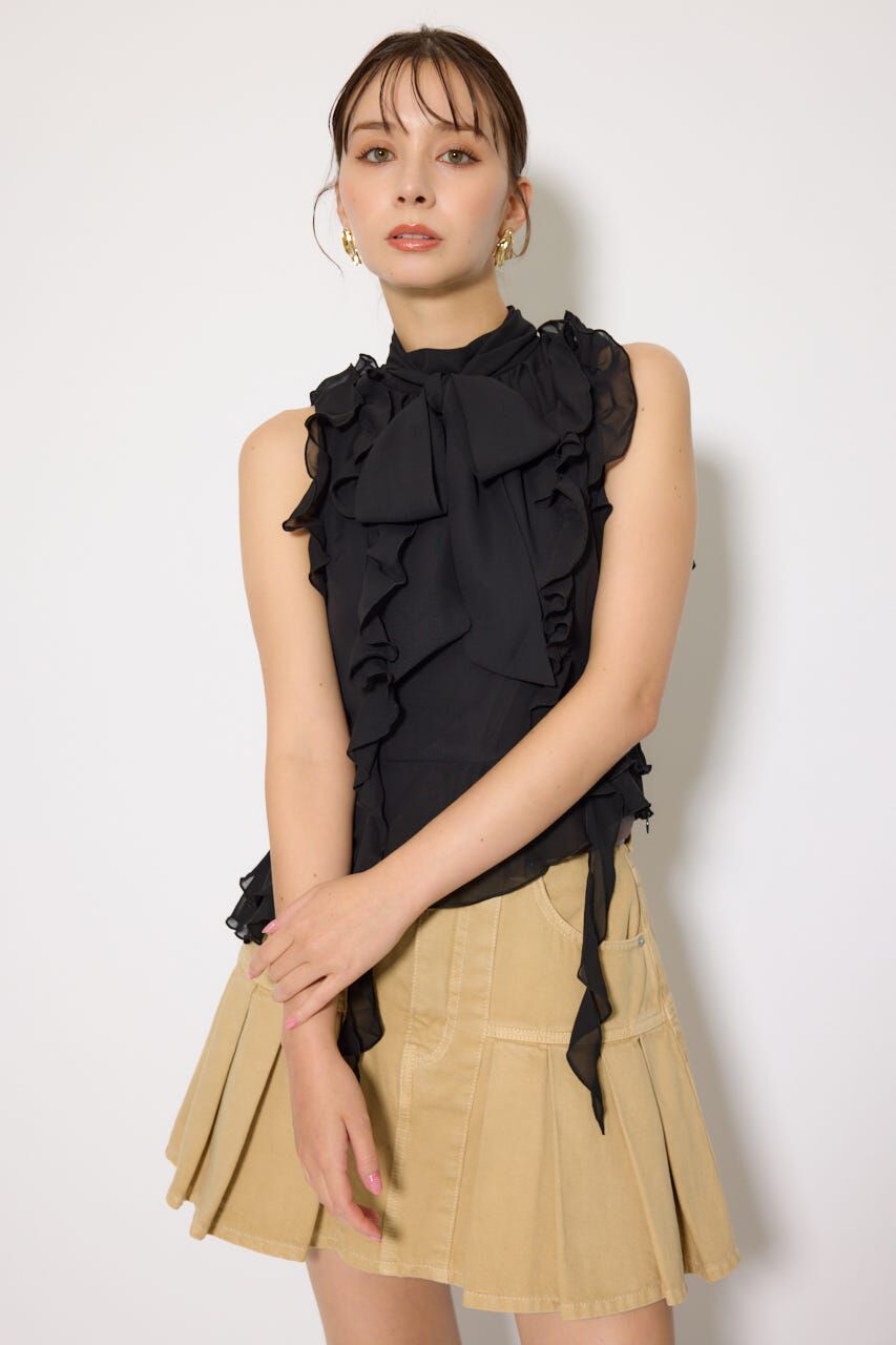 rienda「ボウタイフリルペプラムブラウス」|シャツ・ブラウス|