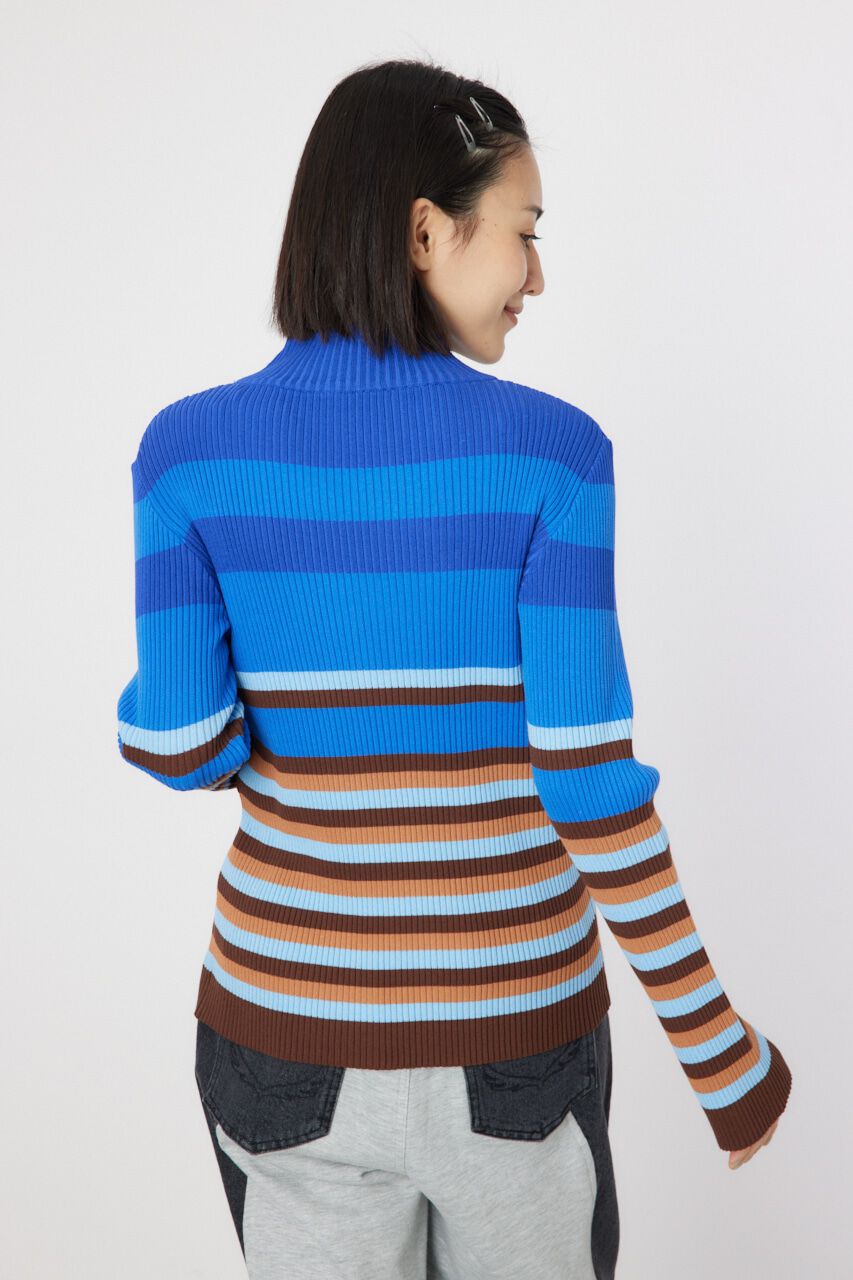 RODEO CROWNS「マルチボーダーハイネックトップス」|ニット・セーター|