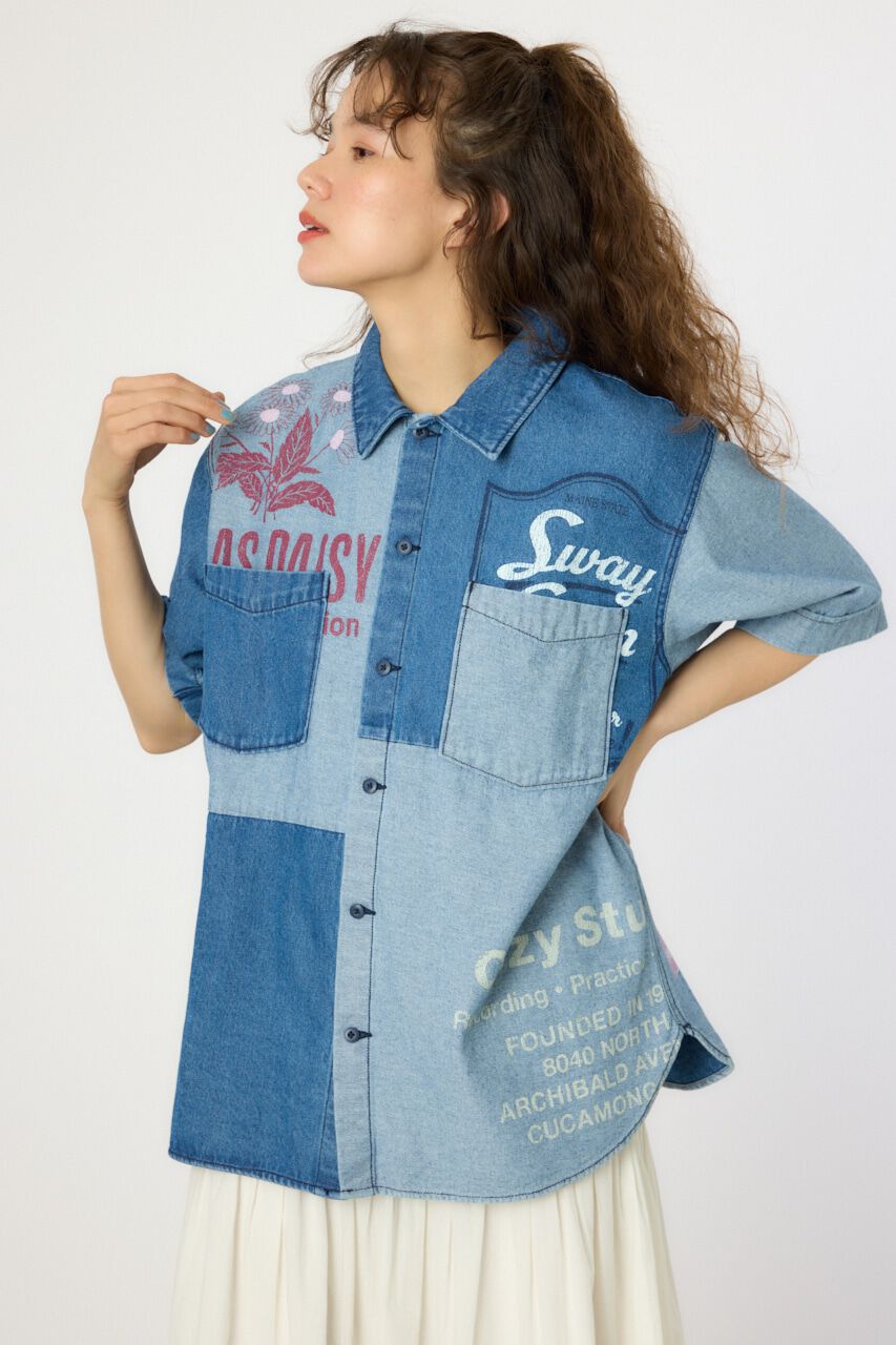 RODEO CROWNS「カスタムパッチドシャツ」|シャツ・ブラウス|柄BLU5