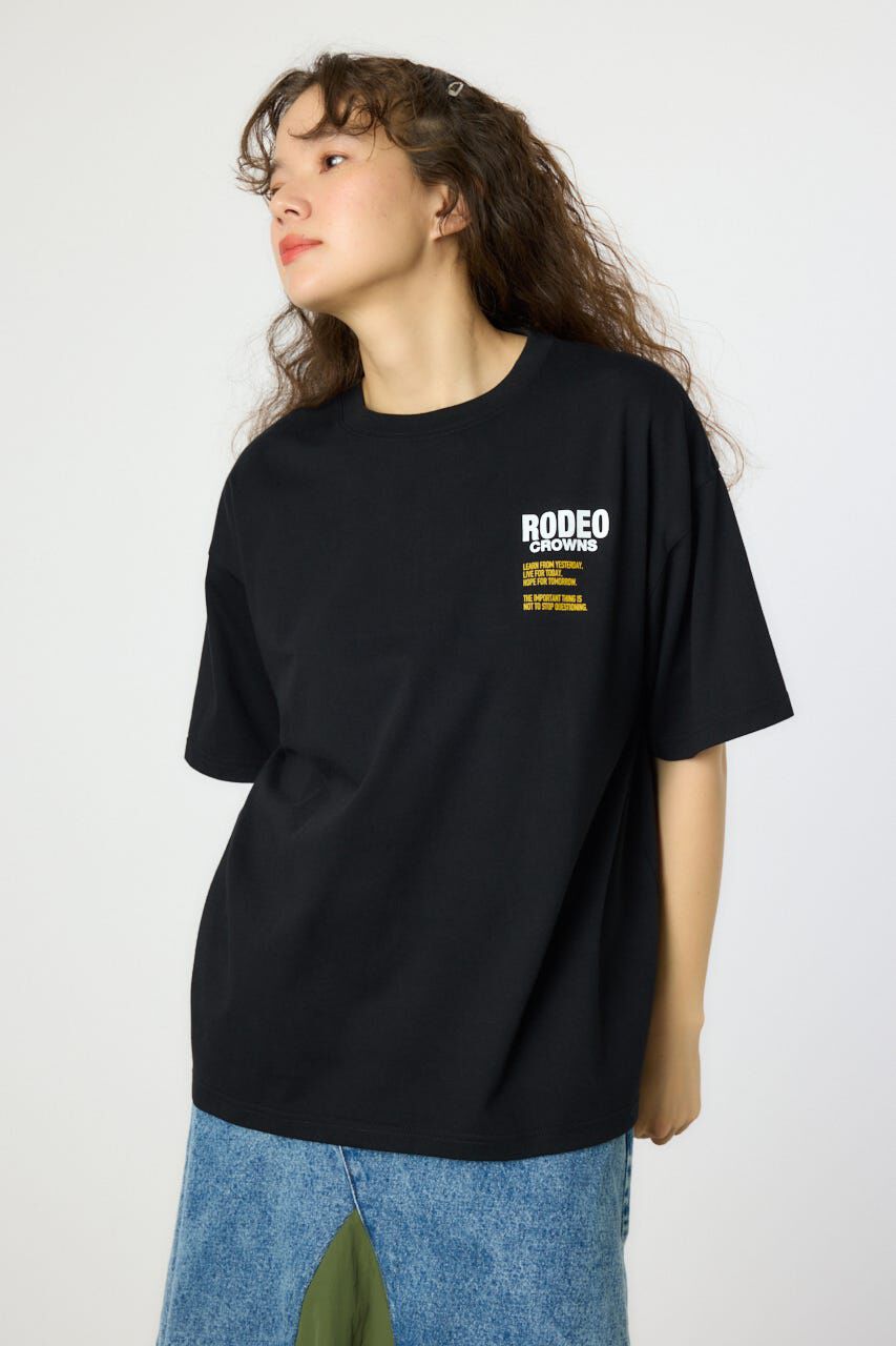 RODEO CROWNS「Overlap デニムアップリケTシャツ」|Tシャツ・カットソー|BLK
