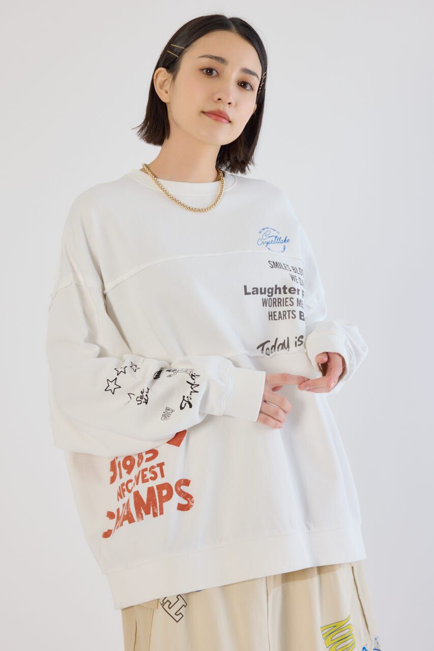 RODEO CROWNS「加工アウトシームスウェットトップス」|パーカー|O/WHT1