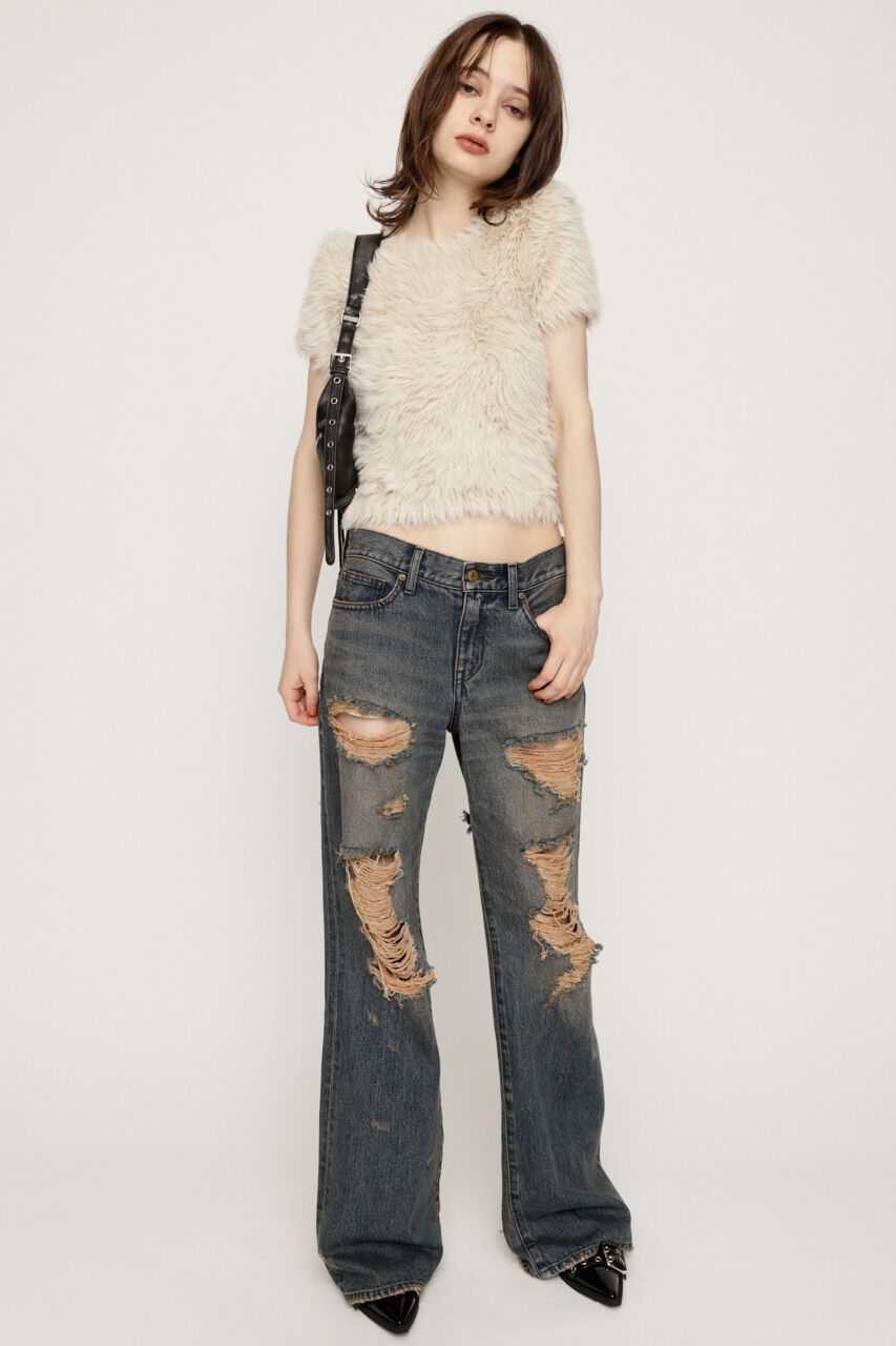 SLY「MIX SHAGGY TINY Tシャツ」|ニット・セーター|