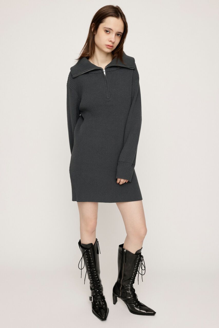 SLY「BIG COLLAR HALF ZIP ショートワンピース」|ワンピース|