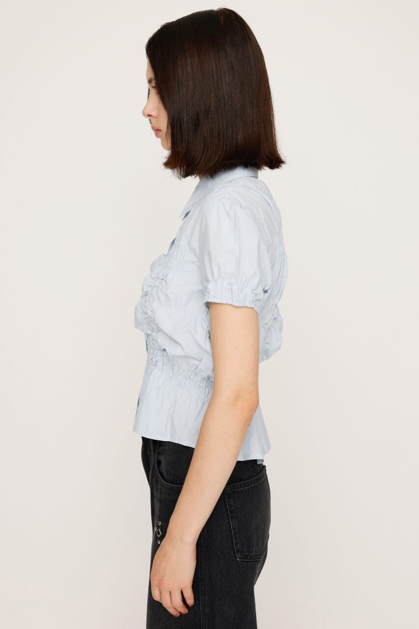 SLY「RANDOM SHIRRING S／SLEEVE トップス」|シャツ・ブラウス|