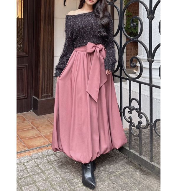 RESEXXY「リボンベルトバルーンスカート」|スカート|ピンク