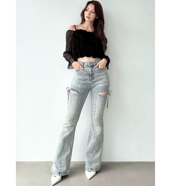 RESEXXY「ギャザーベロアペプラムブラウス」|シャツ・ブラウス|