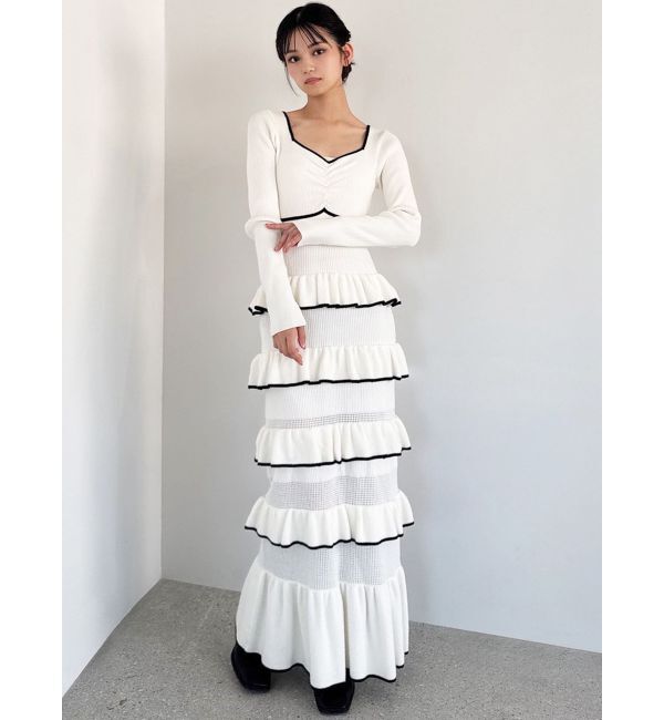 RESEXXY「フリルデザインIラインニットワンピース」|ワンピース|
