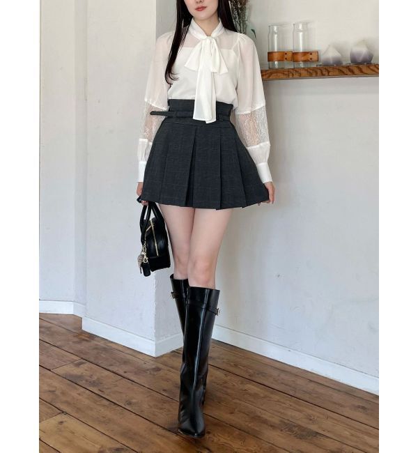 MERCURYDUO「ベルト付きチェックプリーツミニスカパン」|その他|