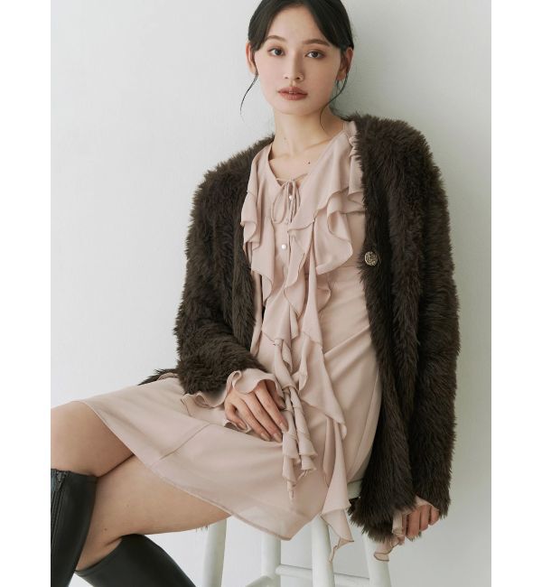 MERCURYDUO「ファーライクシャギーミドルカーディガン」|カーディガン|