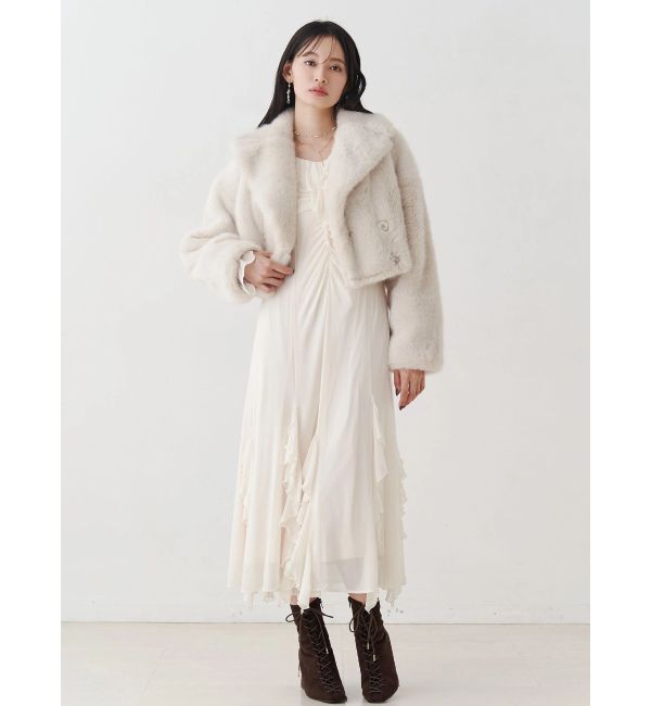 MERCURYDUO「テーラードカラーフェイクファーショートコート」|その他|