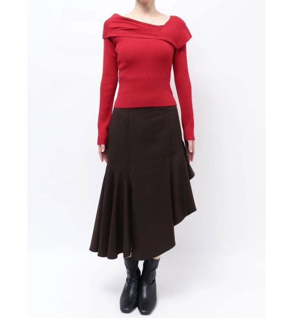 MERCURYDUO「アシメドレープコンパクトニット」|ニット・セーター|