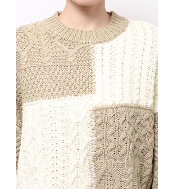 Ungrid「【WEB限定】パッチワークケーブルニット」|ニット・セーター|