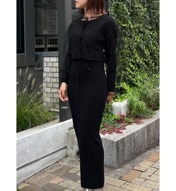 LAGUNAMOON「チュールカーデセットニットワンピース」|ワンピース|ブラック