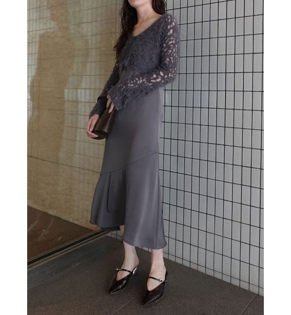 LAGUNAMOON「シャギーニットカーデセットキャミワンピース」|ワンピース|チャコールグレー