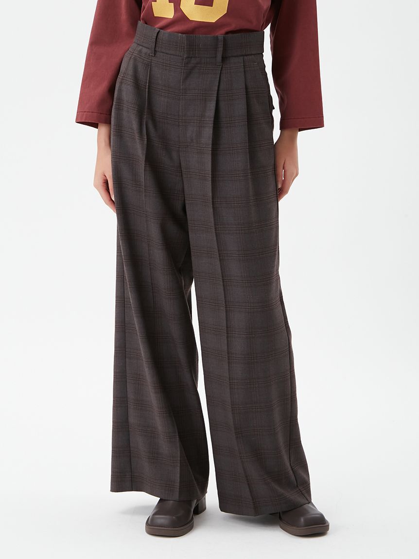 Mila Owen「チェックパターン2タックワイドパンツ」|チノ|MOC