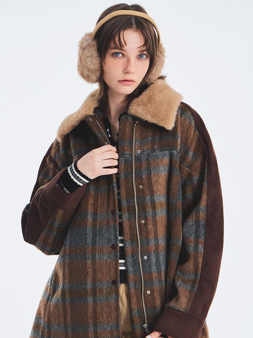 FURFUR「2WAYエコファーカラーシャツコート」|ステンカラーコート|CHECK