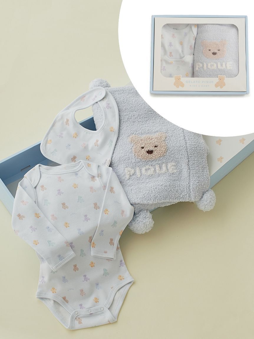 GELATO PIQUE KIDS & BABY「【ラッピング済み】【BABY】ベアブランケット&ボディースーツ&スタイ3点セット ギフトBOX」|その他ベビー用品|BLU